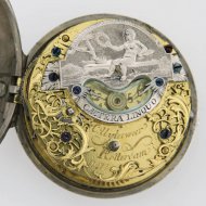 Antiek hollands zilveren spillegang zakhorloge met schijnslinger, gesigneerd C. Uyterweer, Rotterdam, N 275. ca 1740