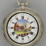 Zilveren gedreven spilhorloge met dubbele kast. 'May, London', ca 1760.