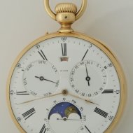 Louis Audemars, gemaakt voor Charles Oudin, Palais Royal 52, Paris. 18k geelgouden zakhorloge met volledige kalender en maanfases.