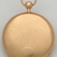 Gouden 4/4 slagwerkhorloge met geguiocheerde zilveren wijzerplaat. 'Foulon'