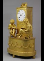 Franse bibliotheek pendule, (Pendule Bibliotheque), ca. 1820, gesigneerd: 'Labeille a Paris'