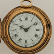 Antiek gouden Amsterdams 3-kasten spillegang hollands zakhorloge van Dirk Koster, Amsterdam. 