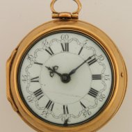 Antiek gouden Amsterdams 3-kasten spillegang hollands zakhorloge van Dirk Koster, Amsterdam. 