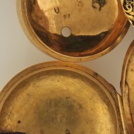 Antiek gouden Amsterdams 3-kasten spillegang hollands zakhorloge van Dirk Koster, Amsterdam. 