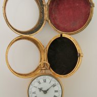 Antiek gouden Amsterdams 3-kasten spillegang hollands zakhorloge van Dirk Koster, Amsterdam. 