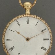 18K gouden kwartier-repetitie slagwerk horloge met zilveren geguiocheerde wijzerplaat.