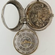 Antiek hollands zilveren spillegang zakhorloge met schijnslinger, gesigneerd Willem Dadelbeek, Utrecht. ca 1740