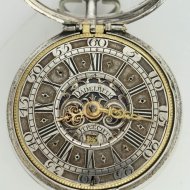 Antiek hollands zilveren spillegang zakhorloge met schijnslinger, gesigneerd Willem Dadelbeek, Utrecht. ca 1740