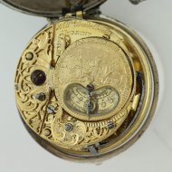 Antiek hollands zilveren spillegang zakhorloge met schijnslinger, gesigneerd Willem Dadelbeek, Utrecht. ca 1740