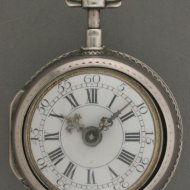 Engels zilveren spillegang zakhorloge met dubbele kast en 4/4 repetitie op bel, gesigneerd 'Gede Rigaud'. (Gedeon Rigaud, London).