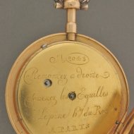 Frans gouden gemailleerd Lpine virgule horloge met chatelaine in doos.