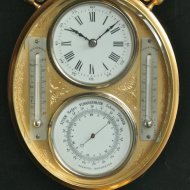 Feine Tisch-uhr 'Pendule de Bureau', Geschenk des Deutschen Kaisers Wilhelm II 'Andenken' mit Thermometer und Barometer, Hhe 200 mm, circa 1895