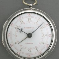 Zilveren spillegang datum zakhorloge met dubbele kast, gesigneerd: 'Beefield, London'. 1787