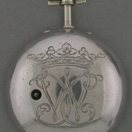 Zilver Hollands spillegang zakhorloge met dubbele kast, gesigneerd: 'Jan Gobels, Amsterdam', ca. 1700.