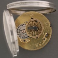 Zilveren spillegang zakhorloge met goudbeschildering. ca 1800