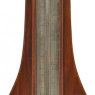 Engelse banjo- of wiel-barometer.  'Chas: Pitsalla, No 79 High, Holborn'.