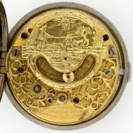 Zilver vroeg 18e eeuws Nederlands (Zeelands) zakhorloge van 'Jan Verhoeven. Sommelsdijk, nr. 1802'