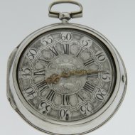 Antiek zilveren Hollands spillegang zakhorloge, gesigneerd: 'D.F. Kehlhof, Amsterdam'.